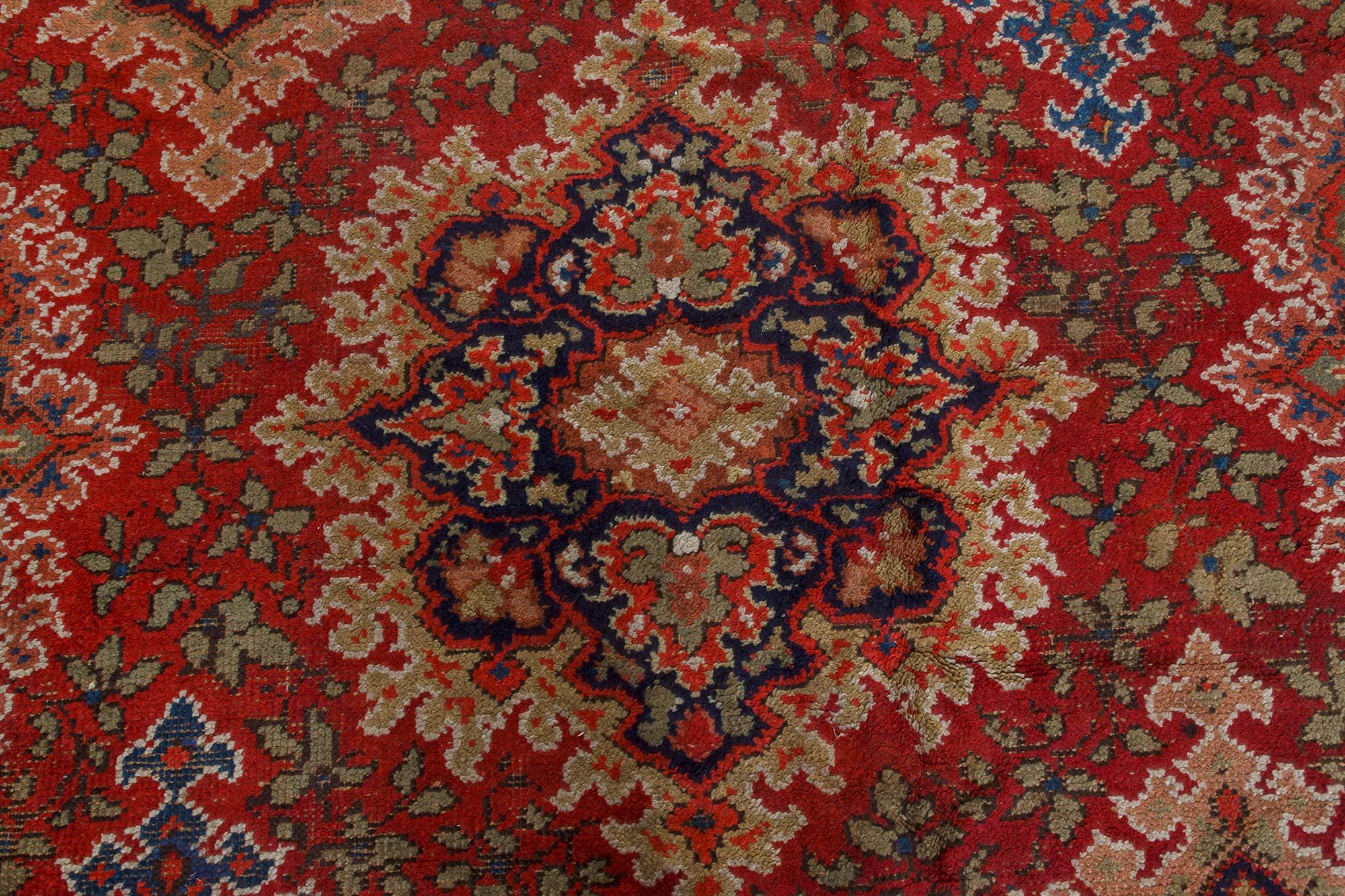 20th Century Antique Axminster Botanic Handwoven Wool Rug For Sale