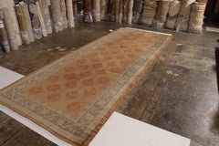 Antique Axminster Rug, Orange Beige Gallery-Size Floral Rug by Rug & Kilim