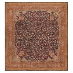 Used Axminster Style Rug, Hand Knotted Wool, Beige Floral