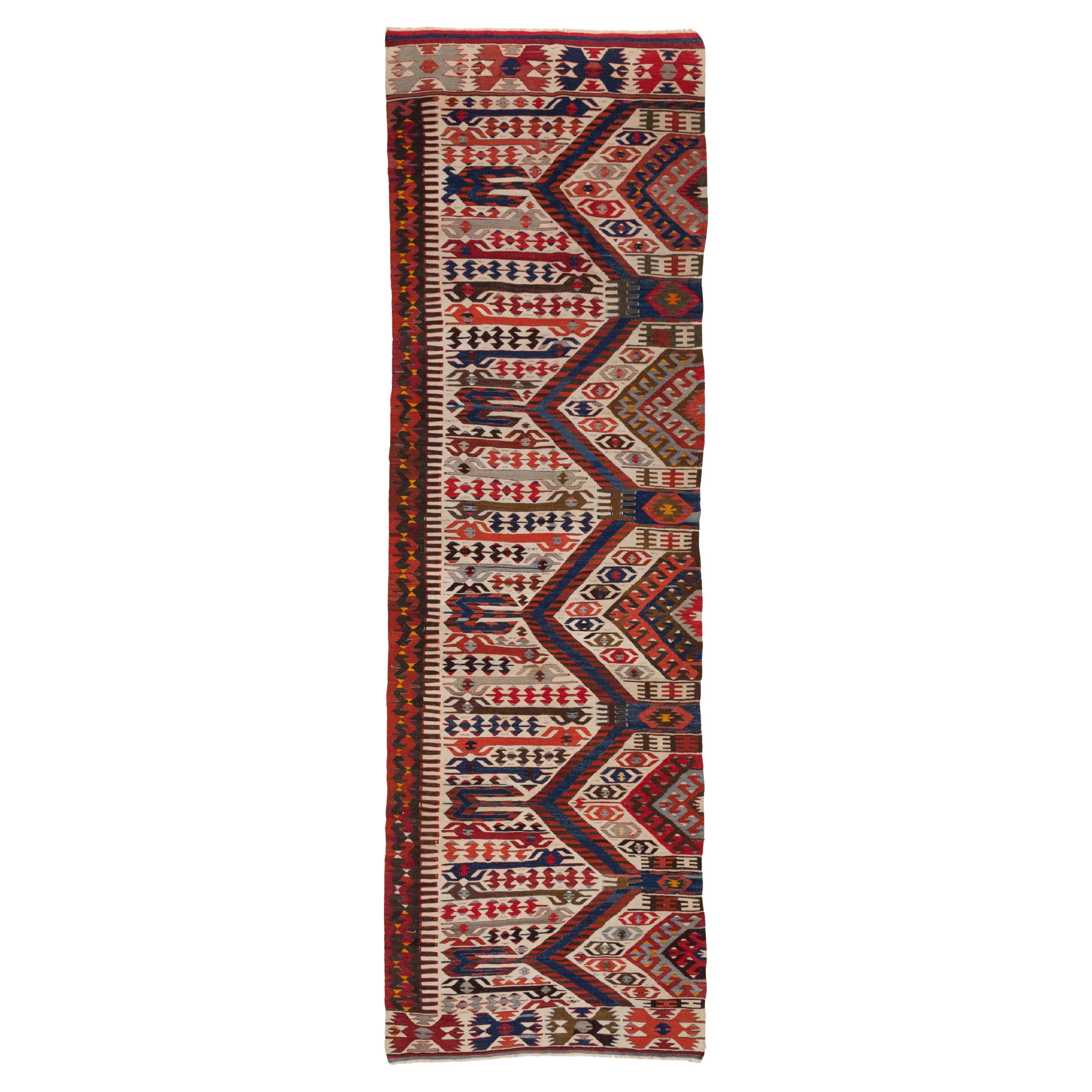 Antique Aydin Cine Kilim Rug Wool Old Vintage Western Anatolian Turkish Carpet