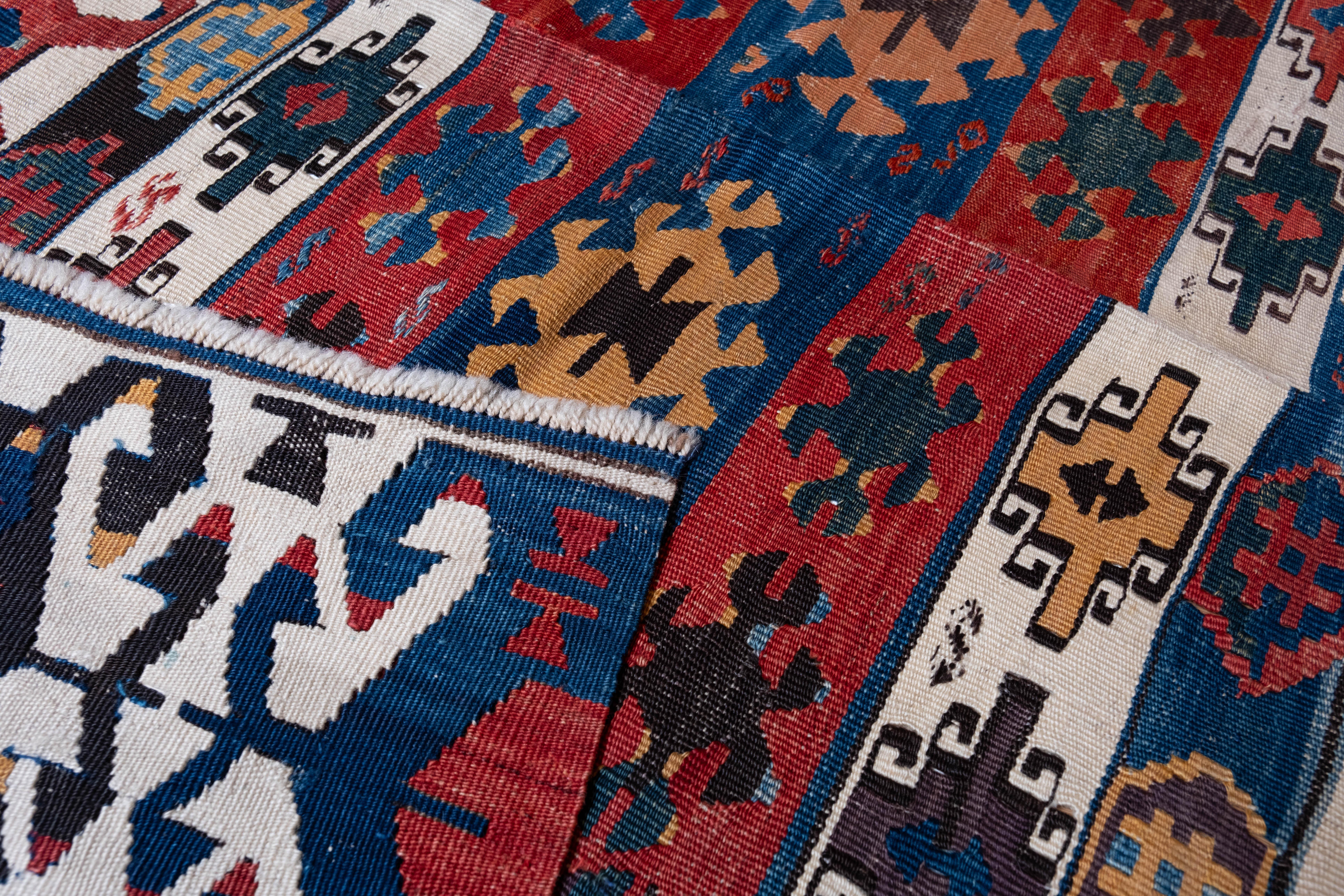 Hand-Woven Antique Aydin Kilim Rug Wool Old Vintage Western Anatolian Turkish Carpet For Sale