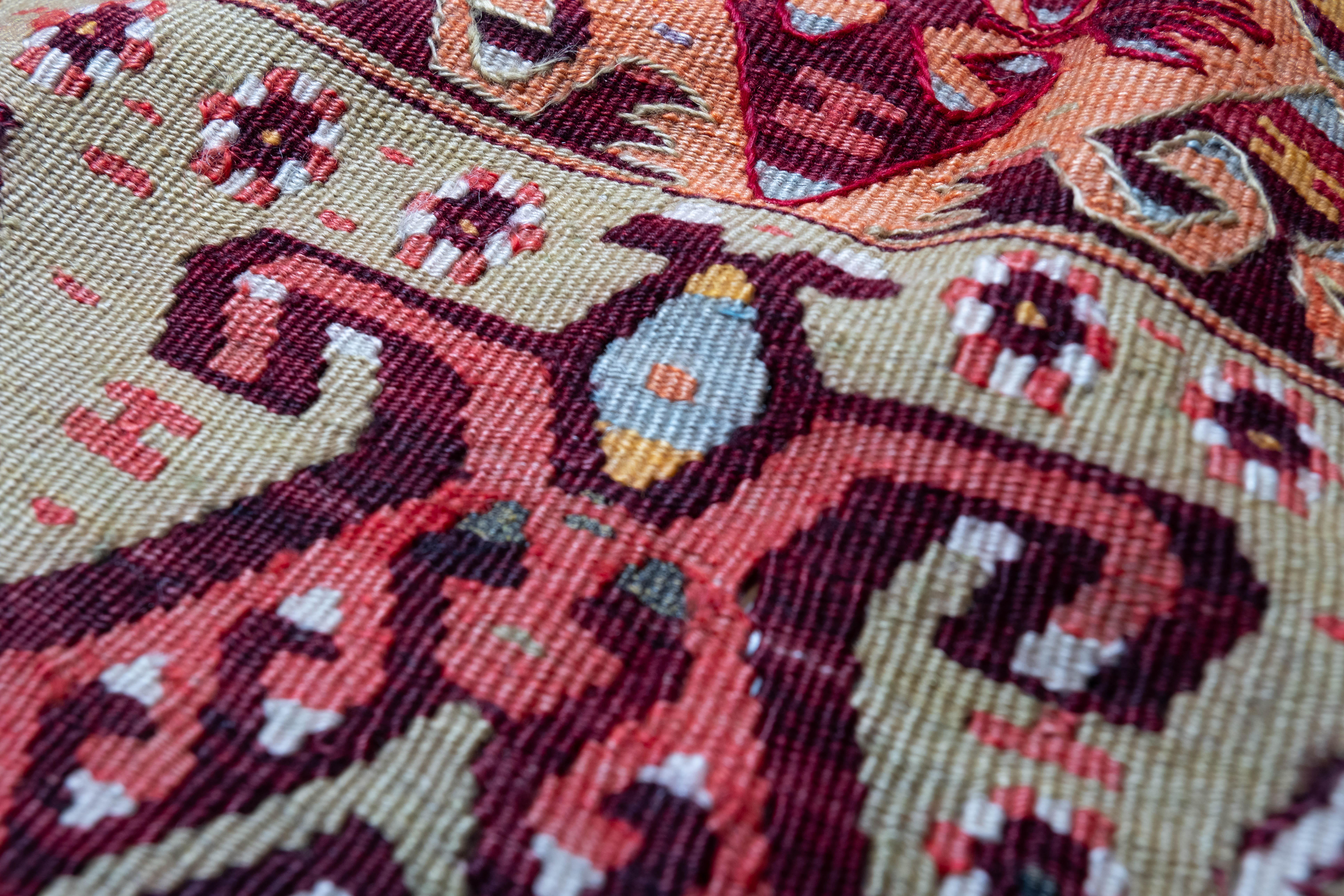 Antique Aydin Kilim Rug Wool Old Vintage Western Anatolian Turkish Carpet In Good Condition For Sale In Tokyo, JP