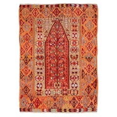 Ancien tapis Kilim d'Aydin, vieux tapis turc vintage d'Anatolie occidentale
