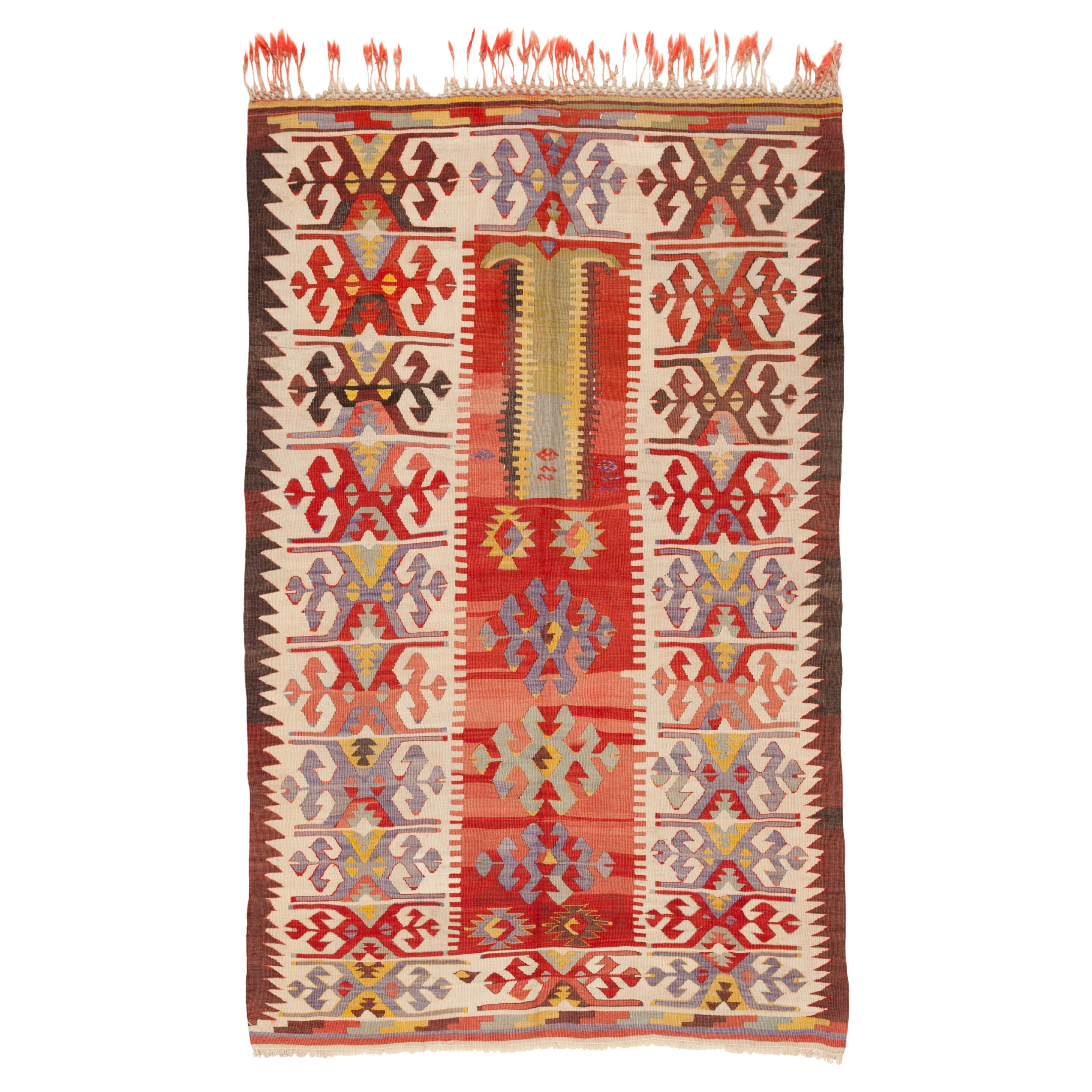 Antique Aydin Kilim Rug Wool Old Vintage Western Anatolian Turkish Carpet
