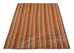 Antique Rugs Azerbaijan 'Jajim' Red Striped Handmade Flat-Woven Textile