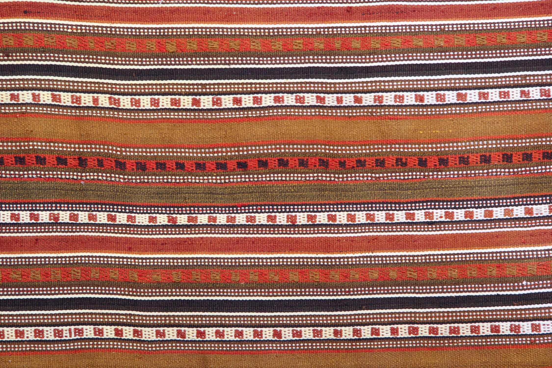 Country Antique Rugs Azerbaijan 'Jajim' Red Striped Handmade Flat-Woven Textile For Sale