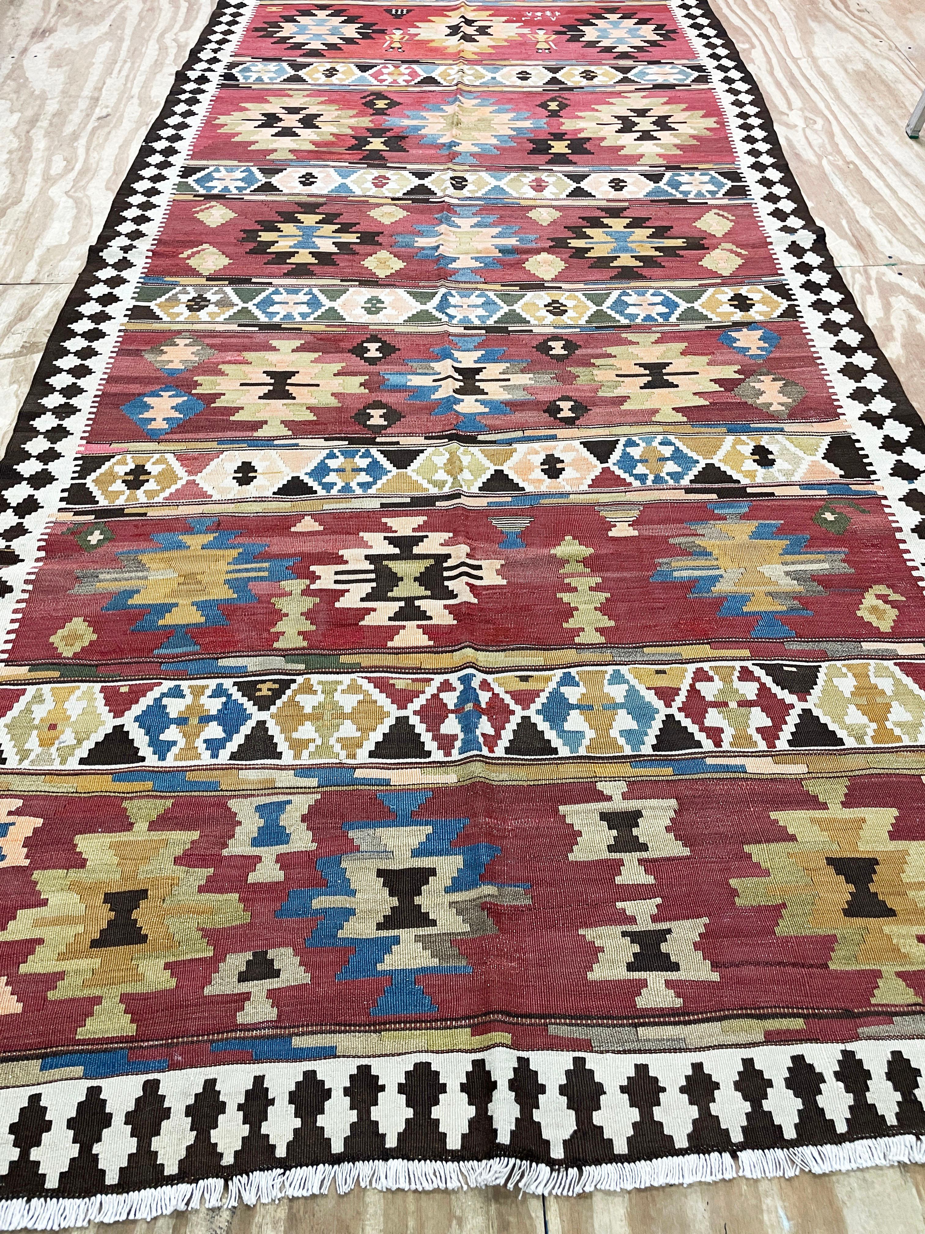 Vintage Persian Azerbaijan Kilim Rug, 4'11