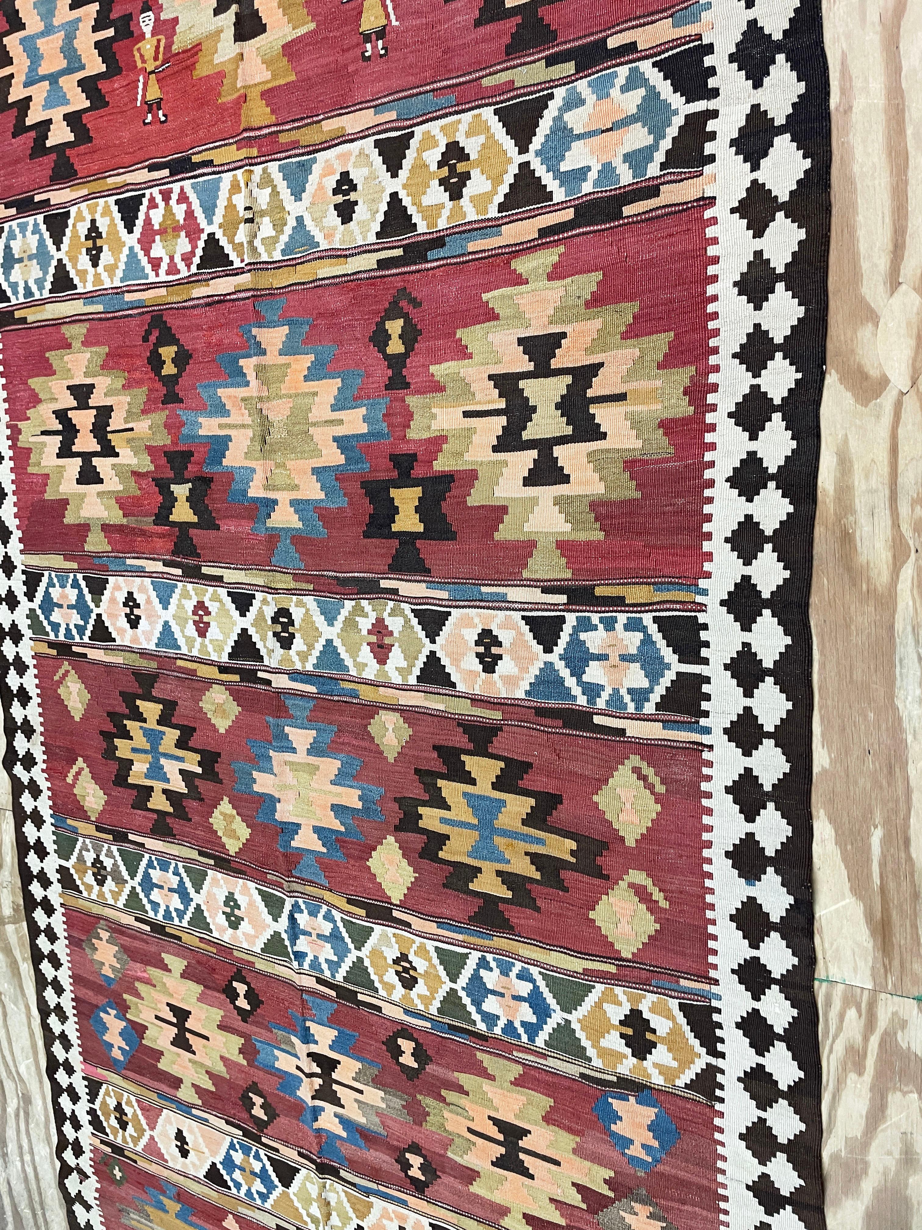 Persian Antique Azerbaijan Kilim/ rug unusual, 20th century For Sale