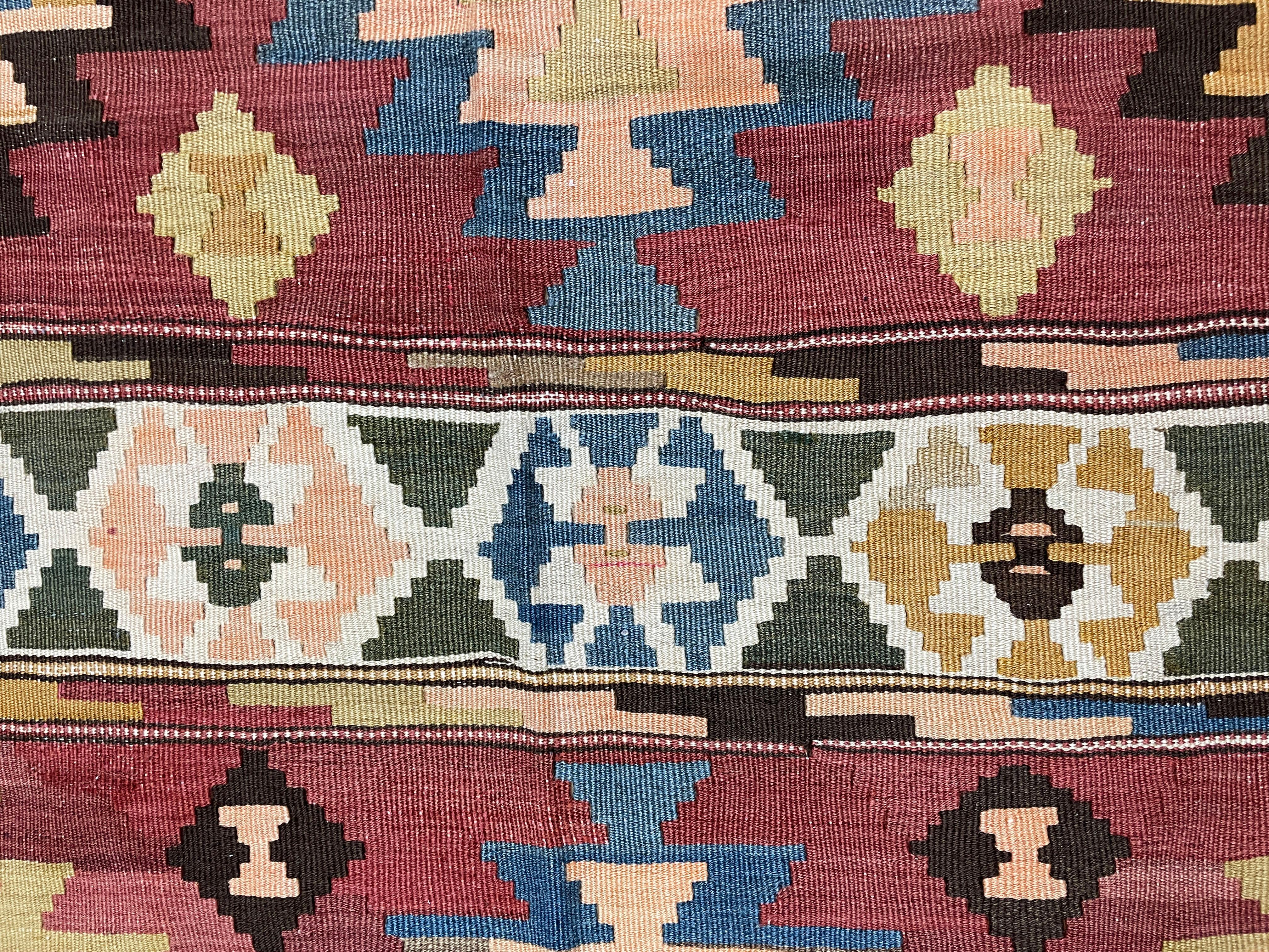 20th Century Antique Azerbaijan Kilim/ rug unusual, 20th century For Sale