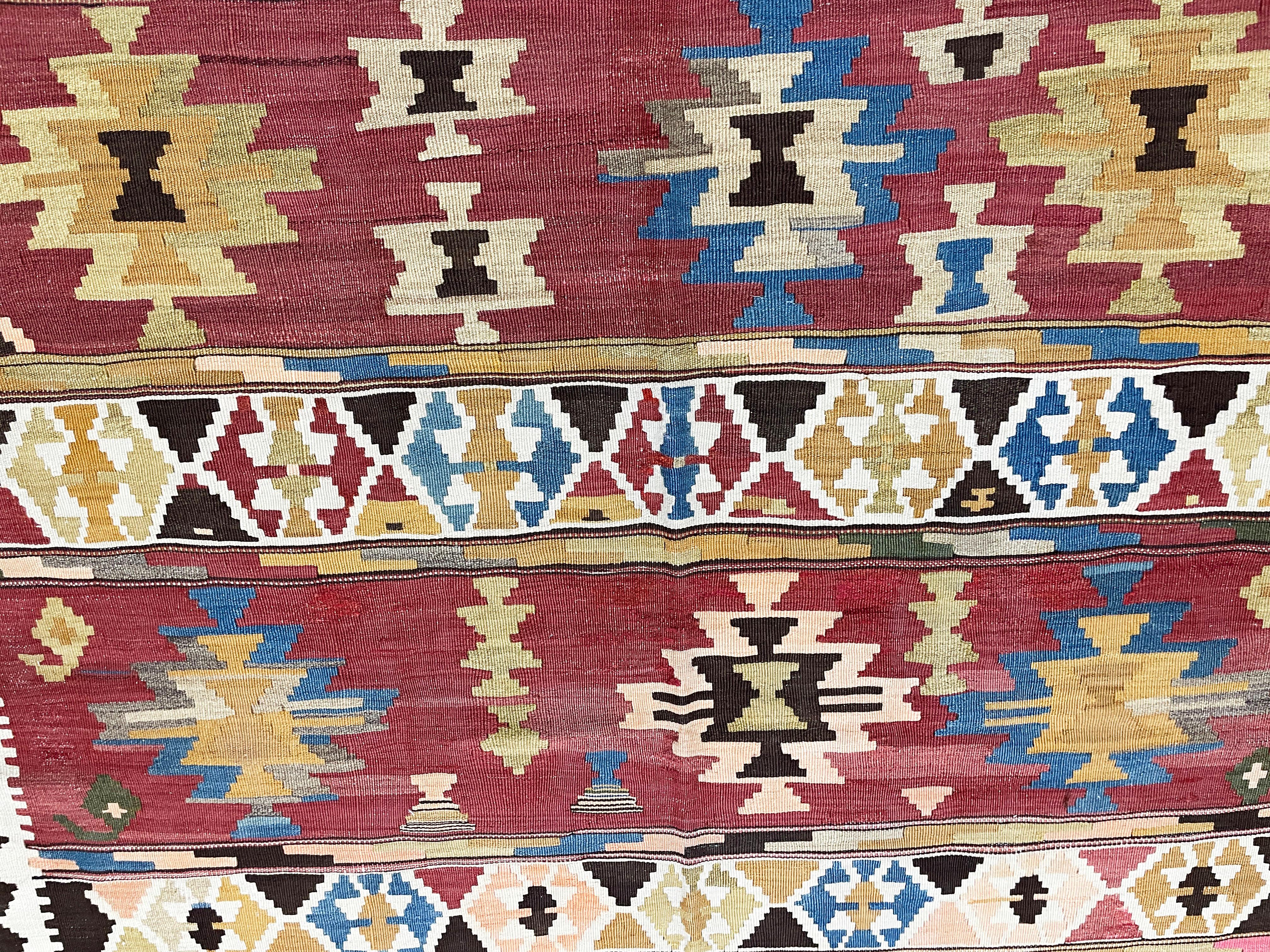 Antique Azerbaijan Kilim/ rug unusual, 20th century For Sale 1