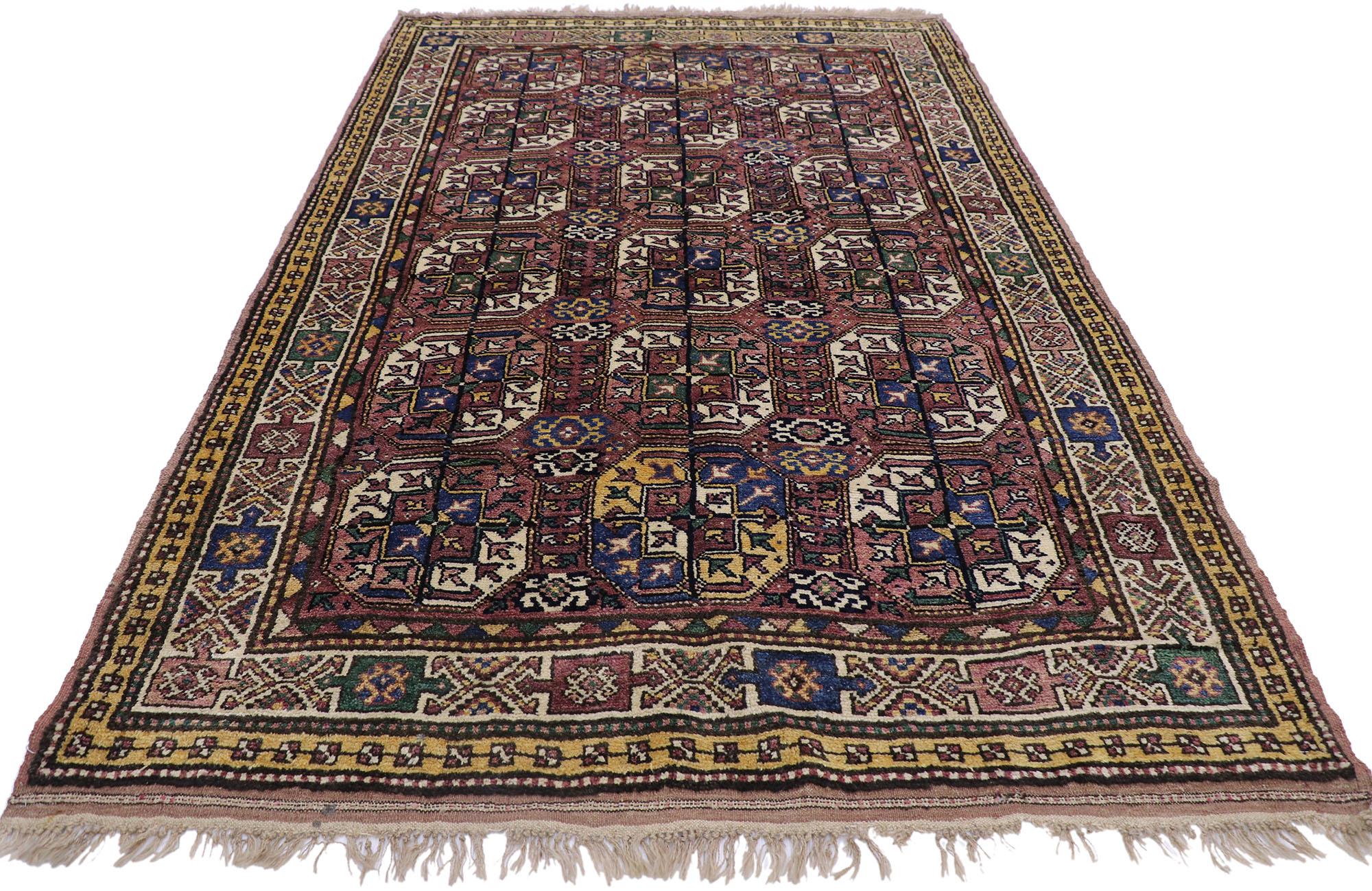 Russian Antique Azerbaijan Rug with Mid-Century Modern Tribal Style For Sale