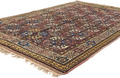 Antique Plum Caucasian Azerbaijan Carpet Elephant Foot Tekke Rug
