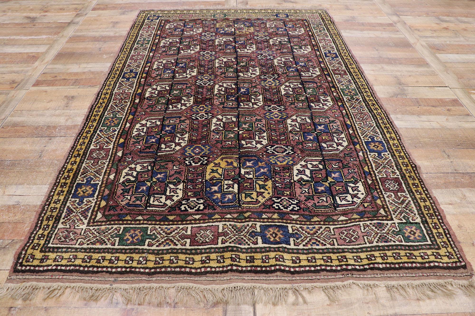 Wool Antique Azerbaijan Rug with Mid-Century Modern Tribal Style For Sale