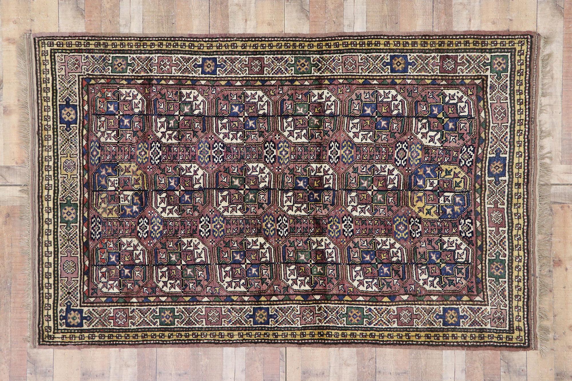 Antique Azerbaijan Rug with Mid-Century Modern Tribal Style For Sale 1