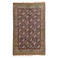 Antique Plum Caucasian Azerbaijan Carpet Elephant Foot Tekke Rug