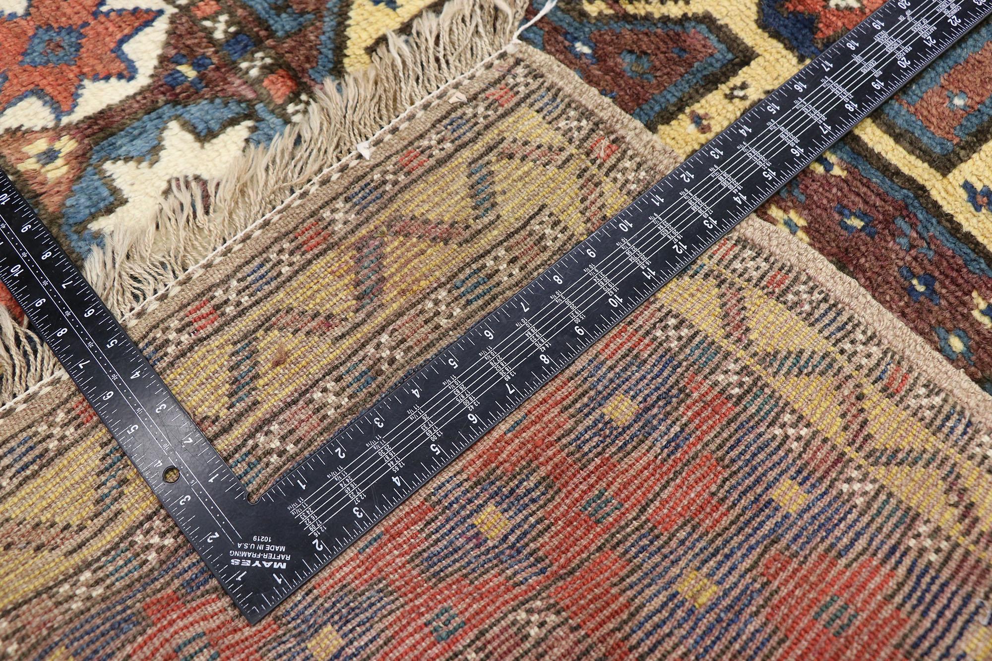 Antique Azerbaijan Rug with Tribal Style In Good Condition For Sale In Dallas, TX
