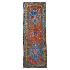 Antique Azerbaijan Runner Rug with 3 Geometric Medallions
