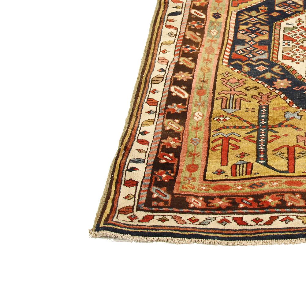 Persian Antique Azerbaijan Runner Rug with 3 Geometric Medallions on Center Field For Sale