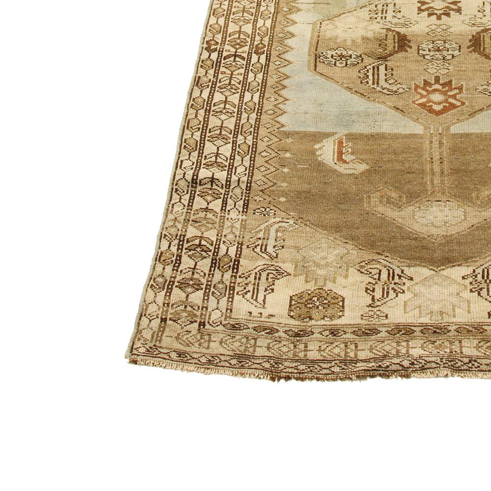 Persian Antique Azerbaijan Runner Rug with Floral Medallions on Ivory Field For Sale
