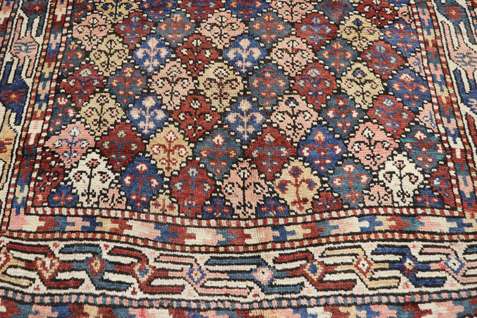 Hand-Knotted Antique Azerbaijan Runner with Mid-Century Modern Tribal Style For Sale