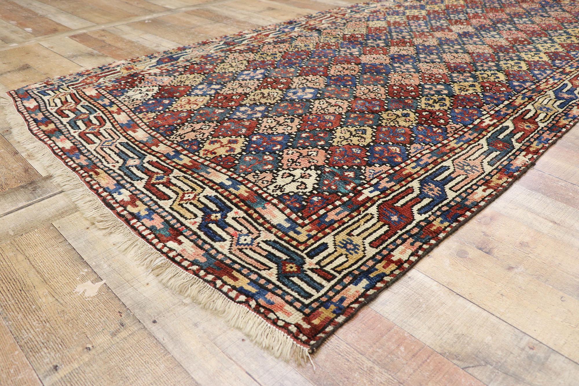 20th Century Antique Azerbaijan Runner with Mid-Century Modern Tribal Style For Sale