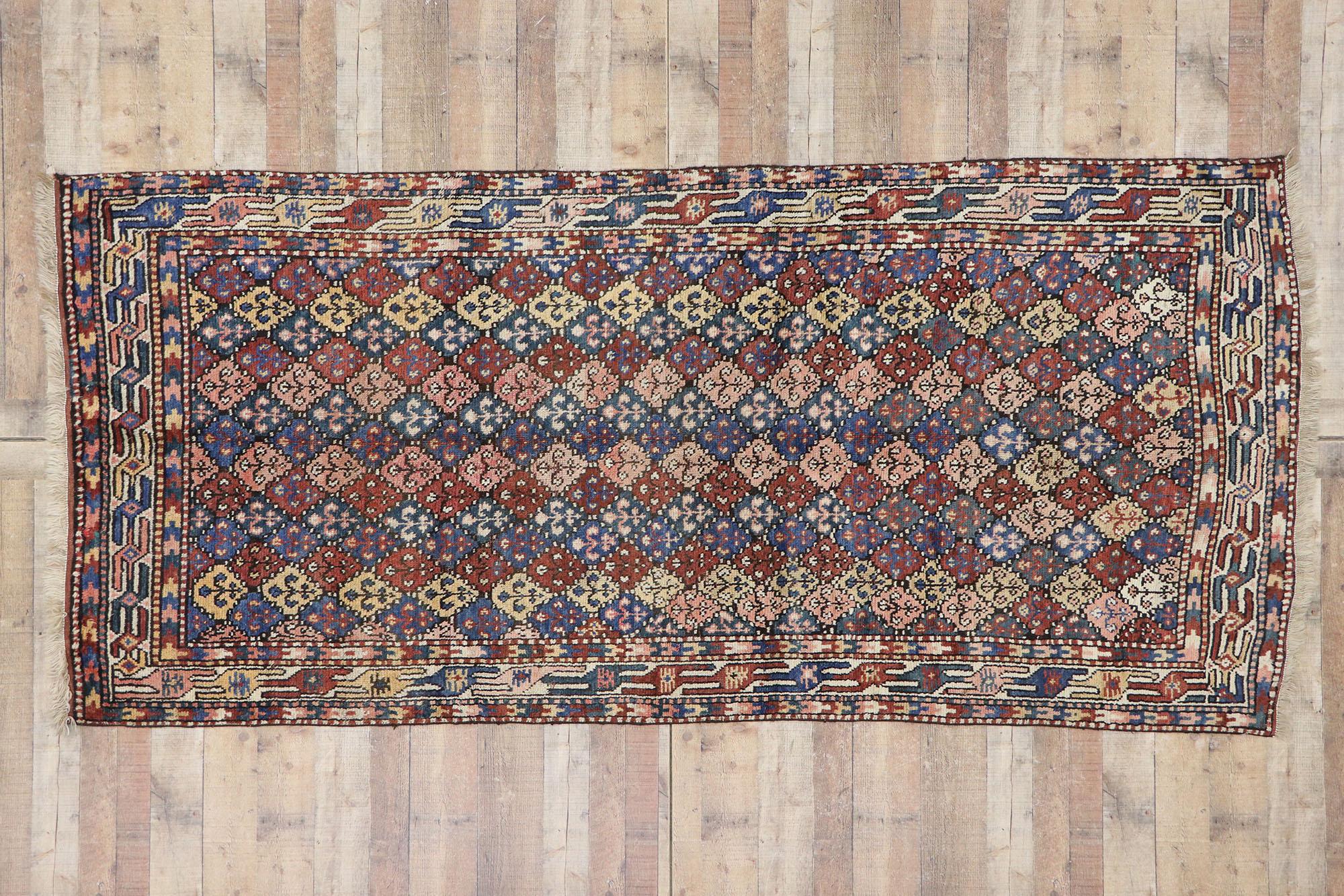 Antique Azerbaijan Runner with Mid-Century Modern Tribal Style For Sale 1