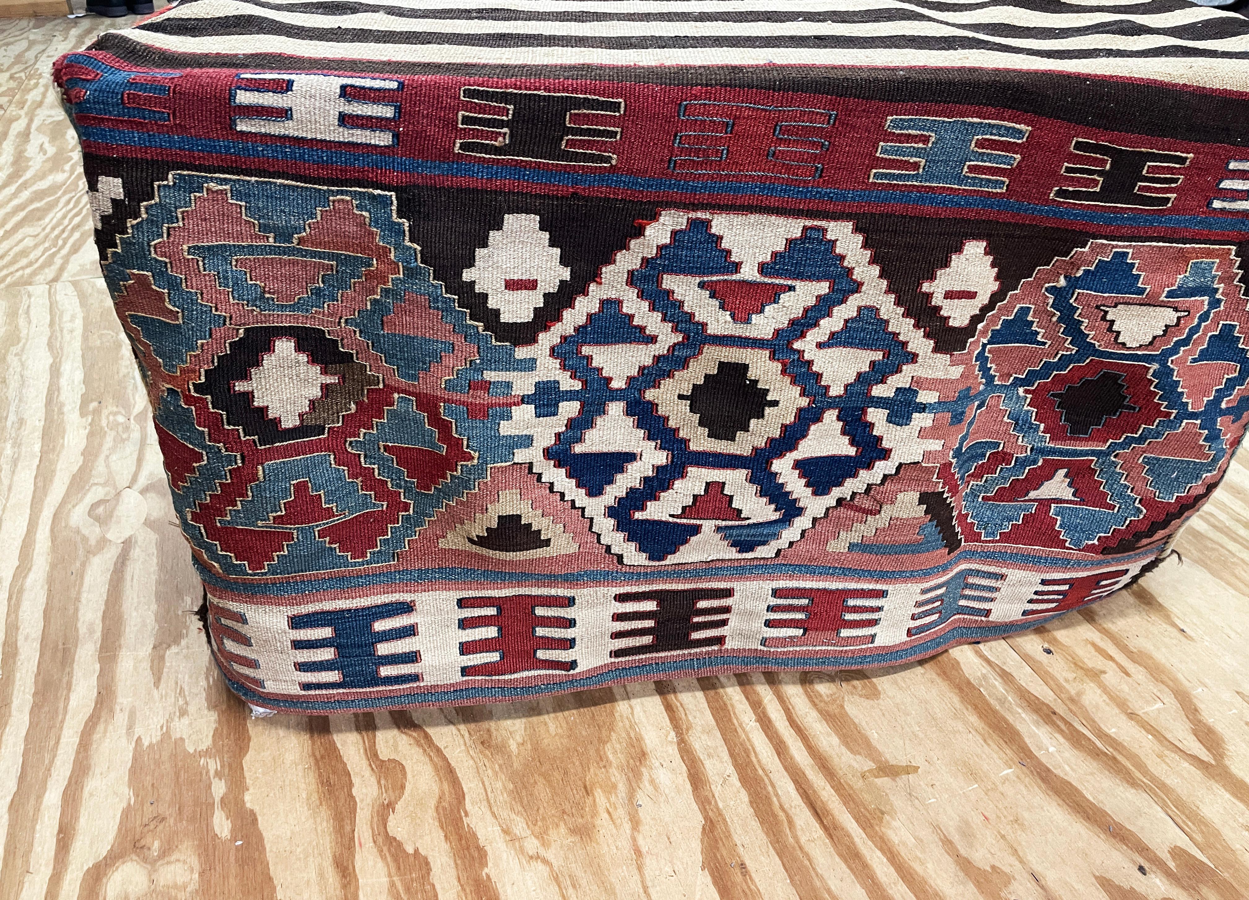 20th Century Antique Azerbaijan/ Shahsavan Cargo Bag or Mafrash, Bedding Bags, Soumak Kilim For Sale