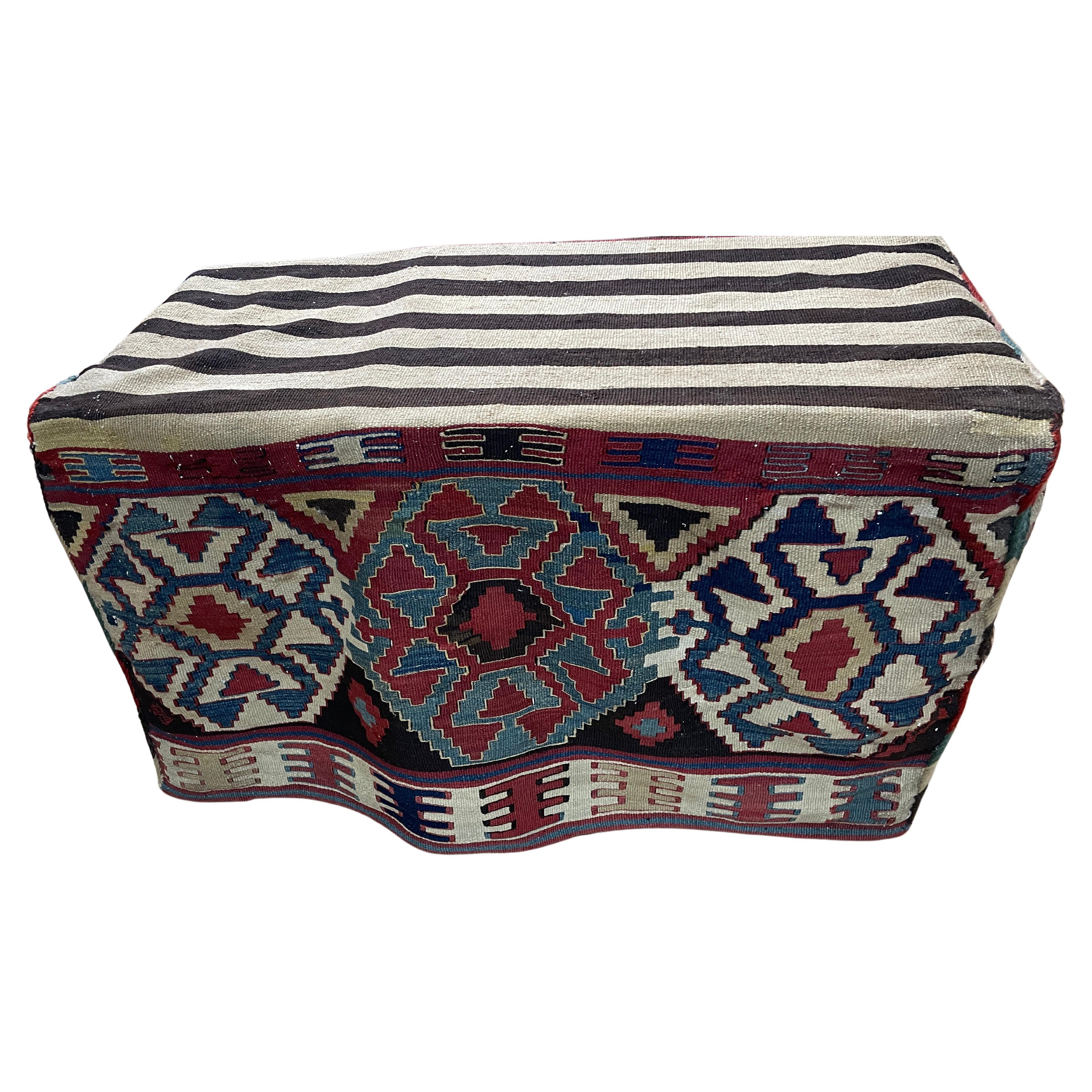 Antique Azerbaijan/ Shahsavan Cargo Bag or Mafrash, Bedding Bags, Soumak Kilim For Sale