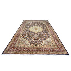 Antique Azerbaijani Tabriz Wool 10 x 16 Ivory & Brown Handmade Area Rug