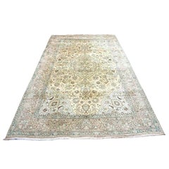 Antiker aserbaidschanischer Tabriz-Wollteppich, 6 x 10, elfenbeinfarben, grau und hellblau, handgefertigt