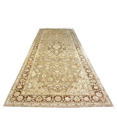 Antike aserbaidschanische Tabriz Wolle 6x17 Tan, Elfenbein & Rust Handmade Gallery Rug