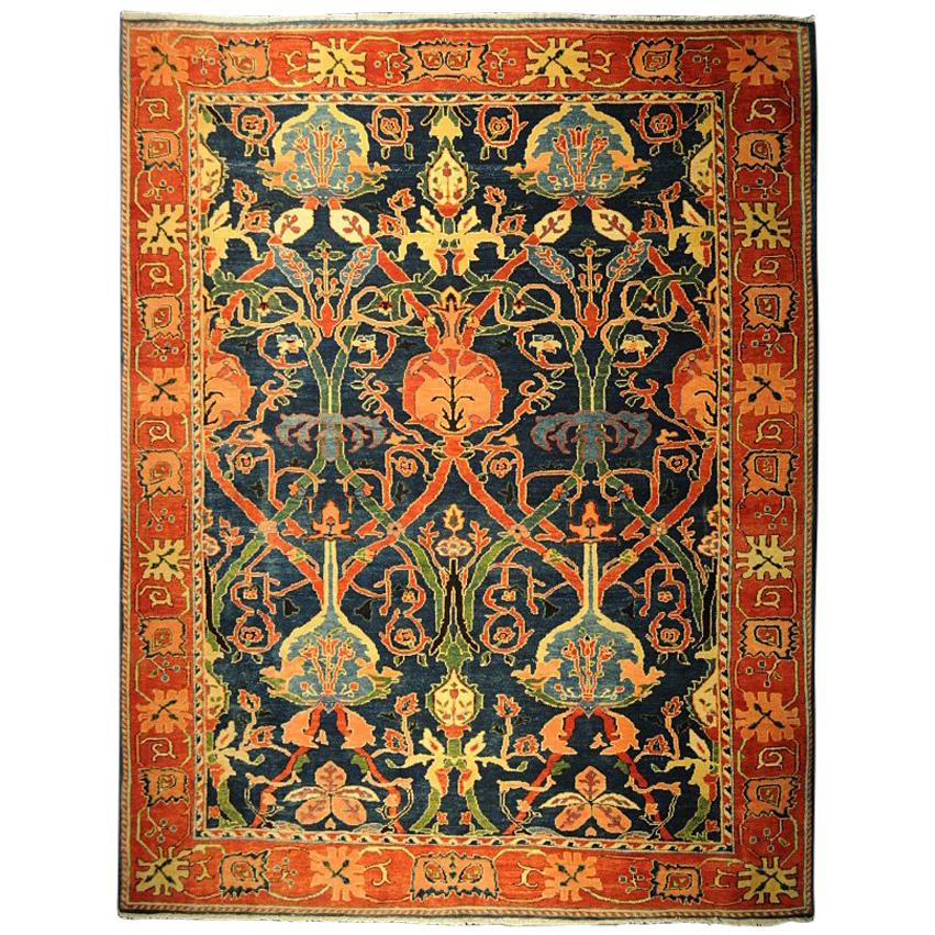 Antique Azeri Arts 
Crafts Turkey Hand Knotted Large Rug, 1980