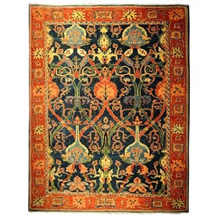 Antique Azeri Arts & Crafts Turkey Hand Knotted Large Rug, 1980