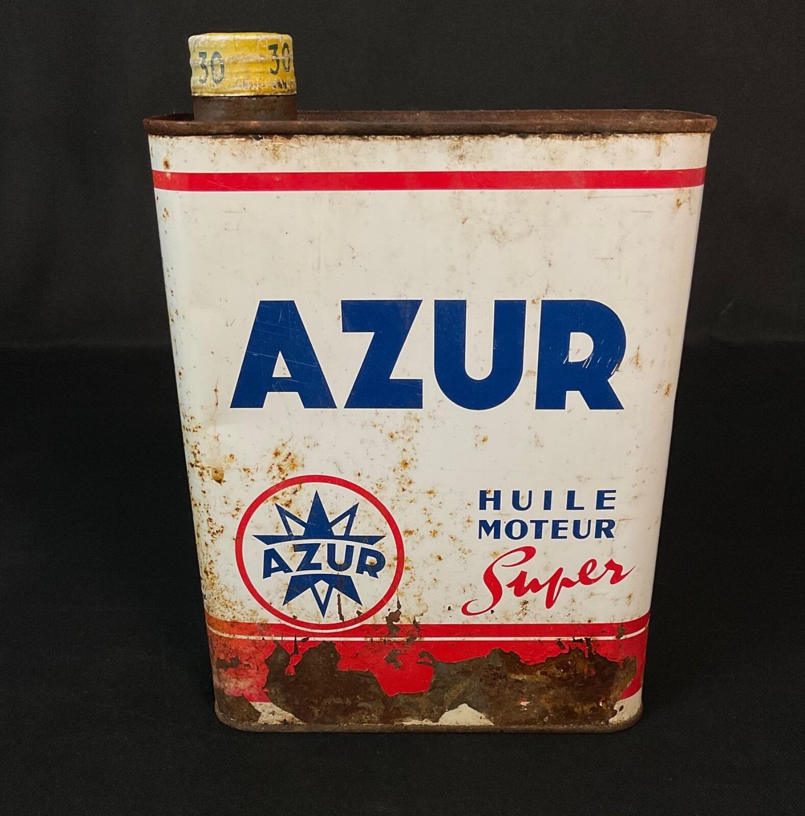 Antiguo Bidón de Aceite de Motor Azur Super, Plenitud Original, Petroliana Francesa - 2Y606 en Bueno estado para la venta en Bordeaux, FR