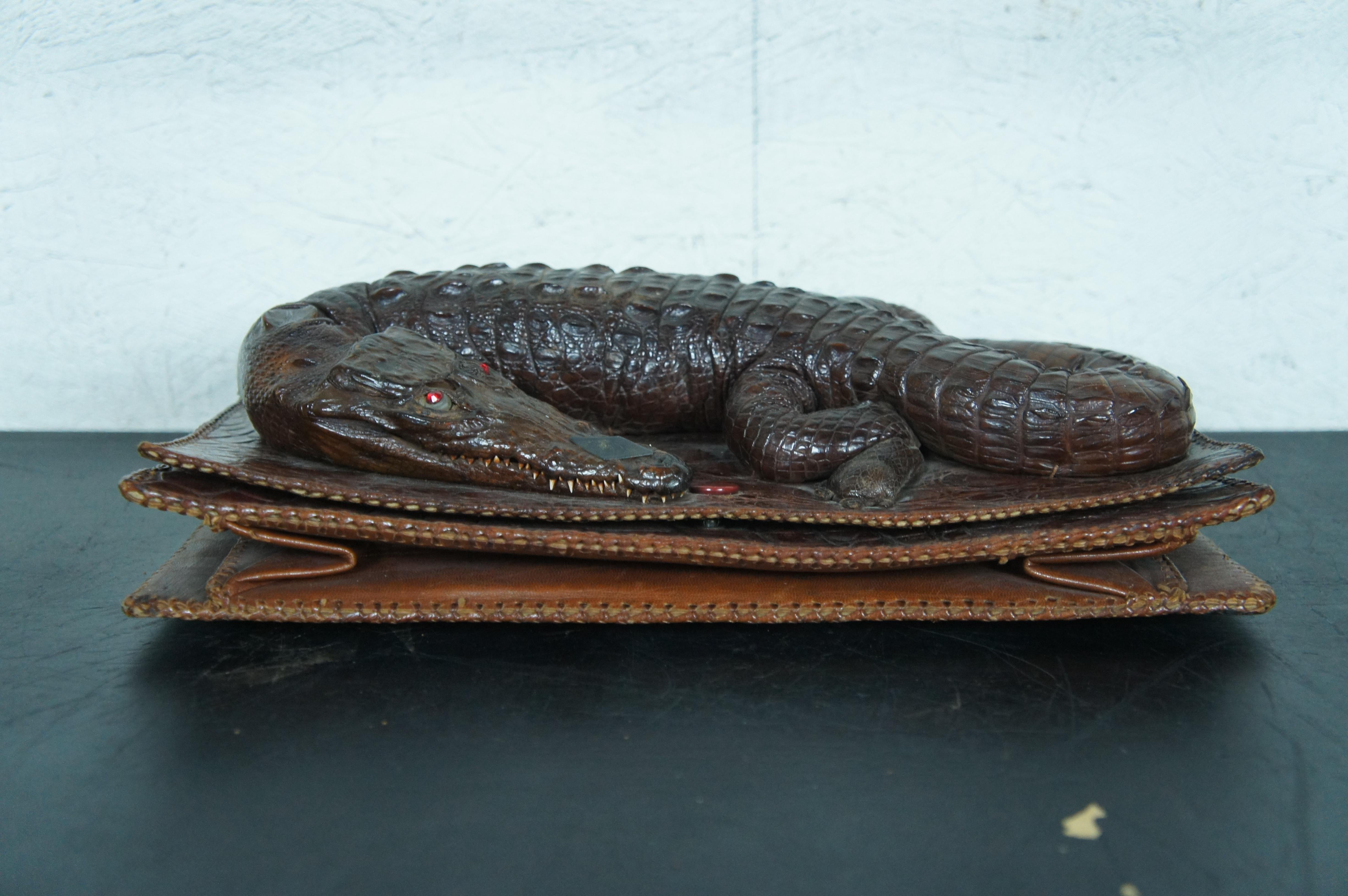 Rustic Antique Baby Alligator Leather Taxidermy Hand Purse Shoulder Bag Clutch 12