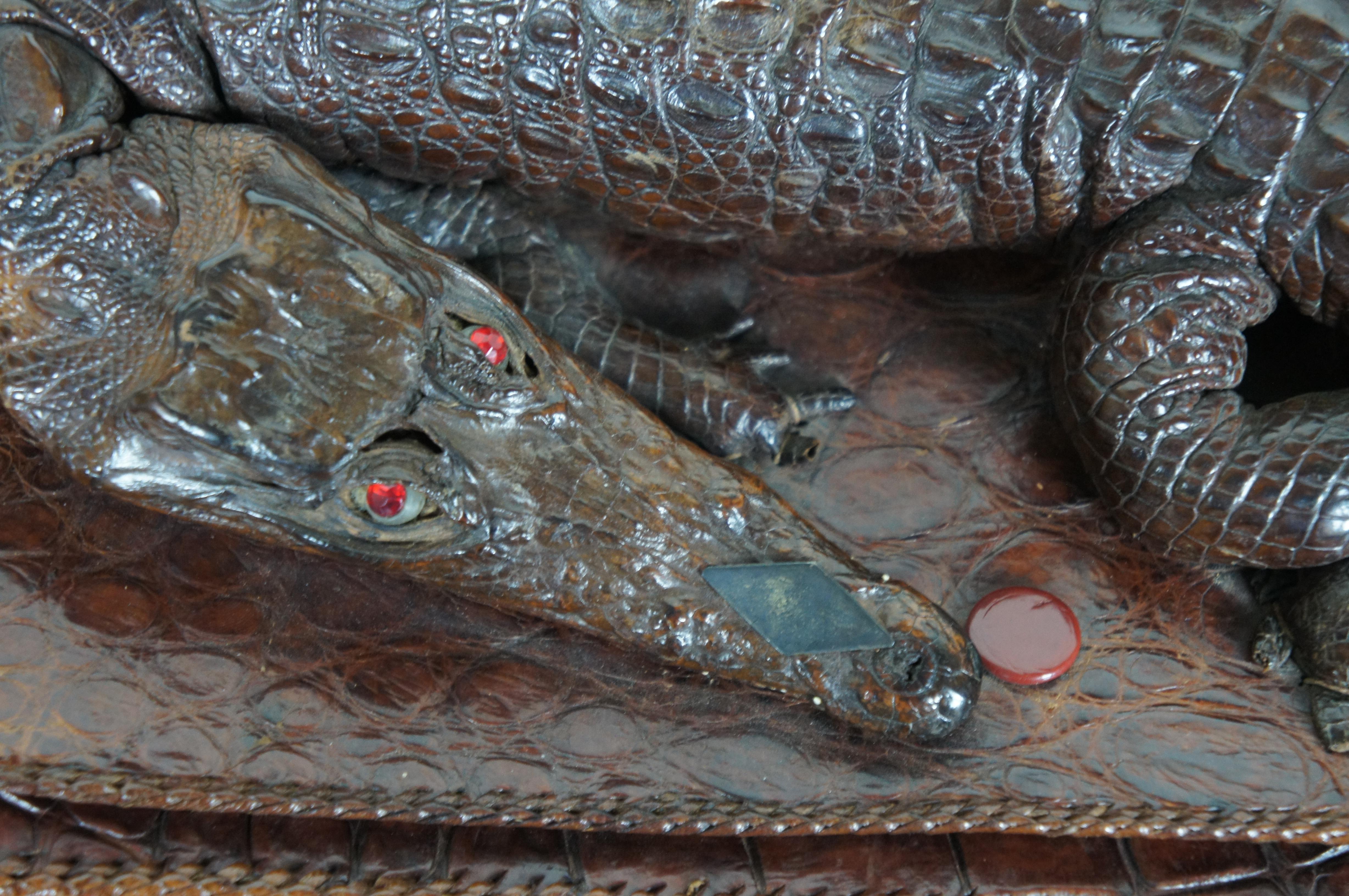 Antique Baby Alligator Leather Taxidermy Hand Purse Shoulder Bag Clutch 12