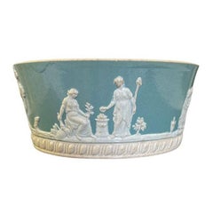 Antique Baby Blue Georgian Ironstone Jasperware Dish by Adams Tunsdall England