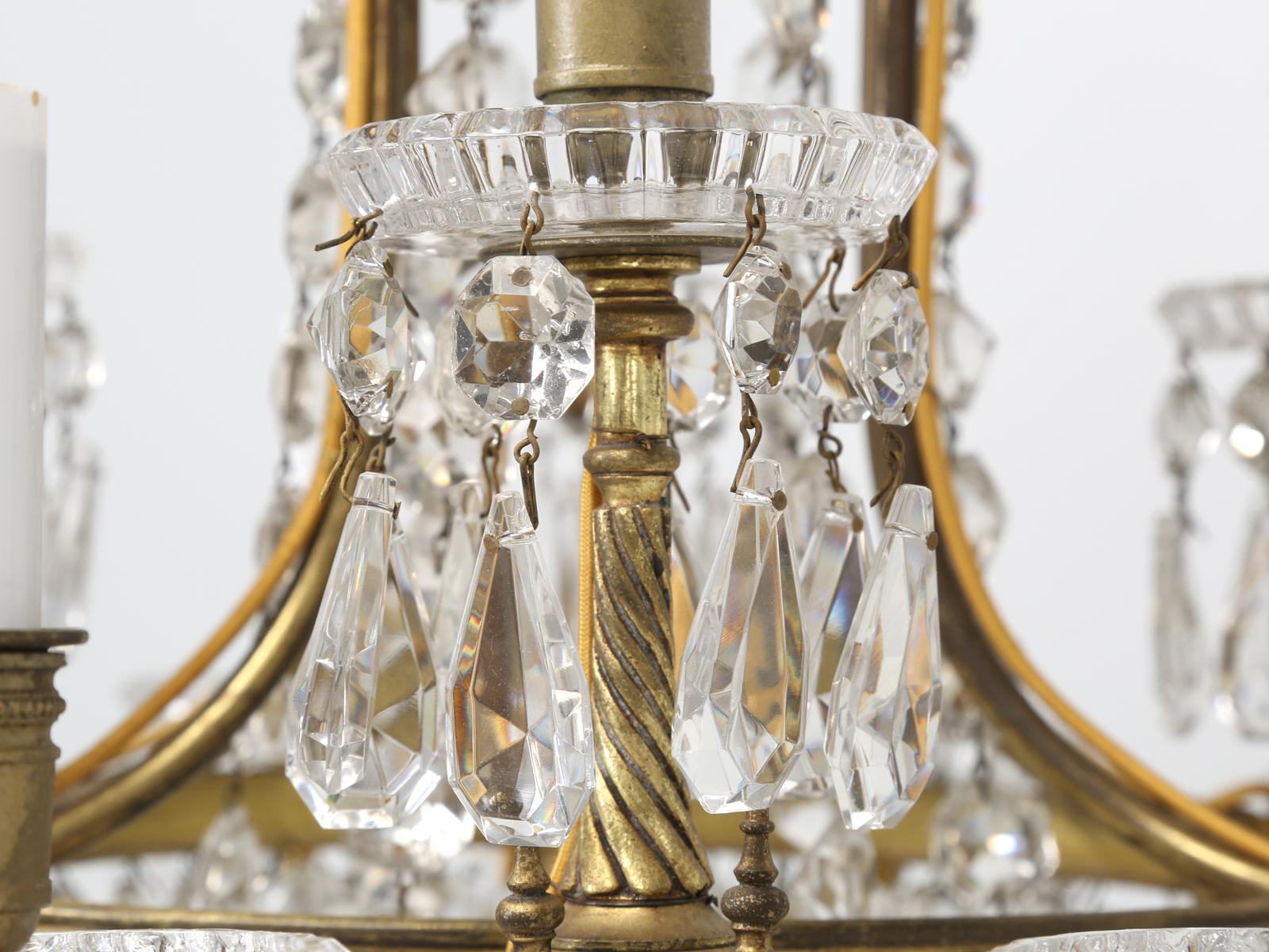 Hand-Crafted Antique Baccarat Bronze and Crystal Chandelier