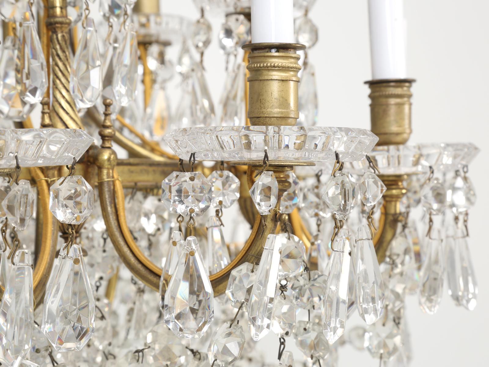 Early 20th Century Antique Baccarat Bronze and Crystal Chandelier