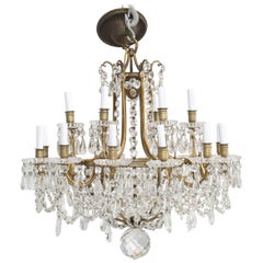 Antique Baccarat Bronze and Crystal Chandelier