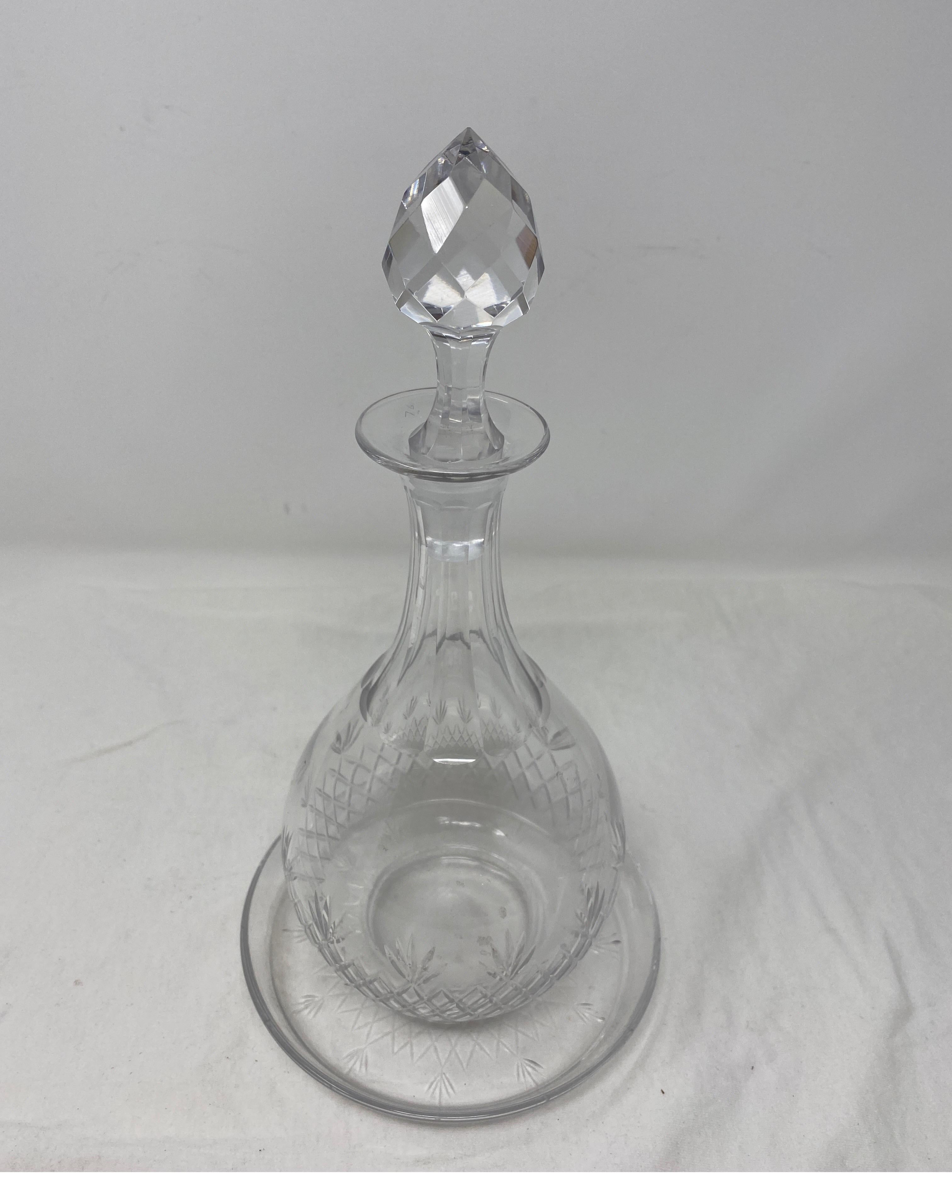 Baccarat carafe with coaster, 19th century. 3 pieces. The width of the carafe is approx. 4 1/2