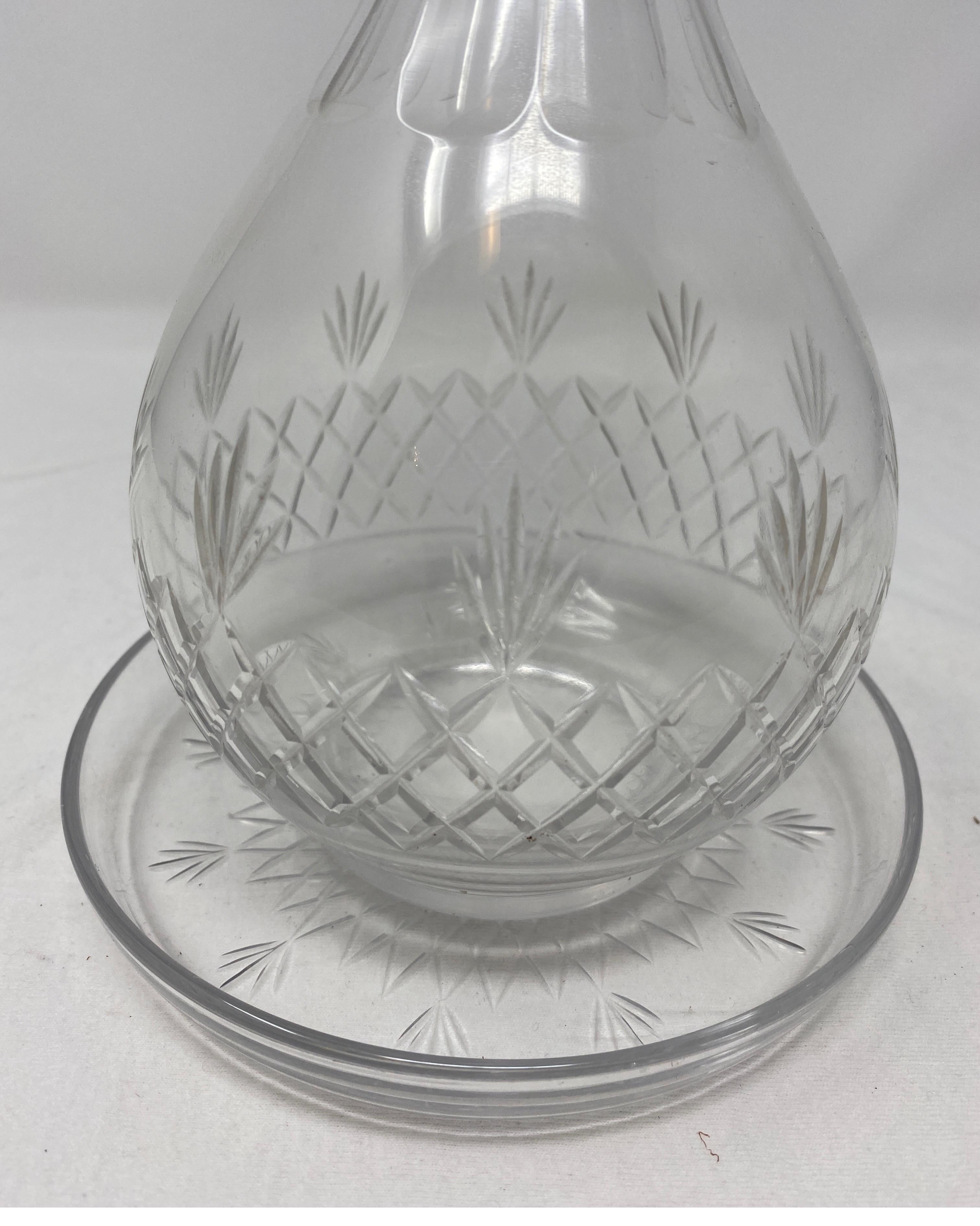 French Antique Baccarat Carafe with Coaster For Sale