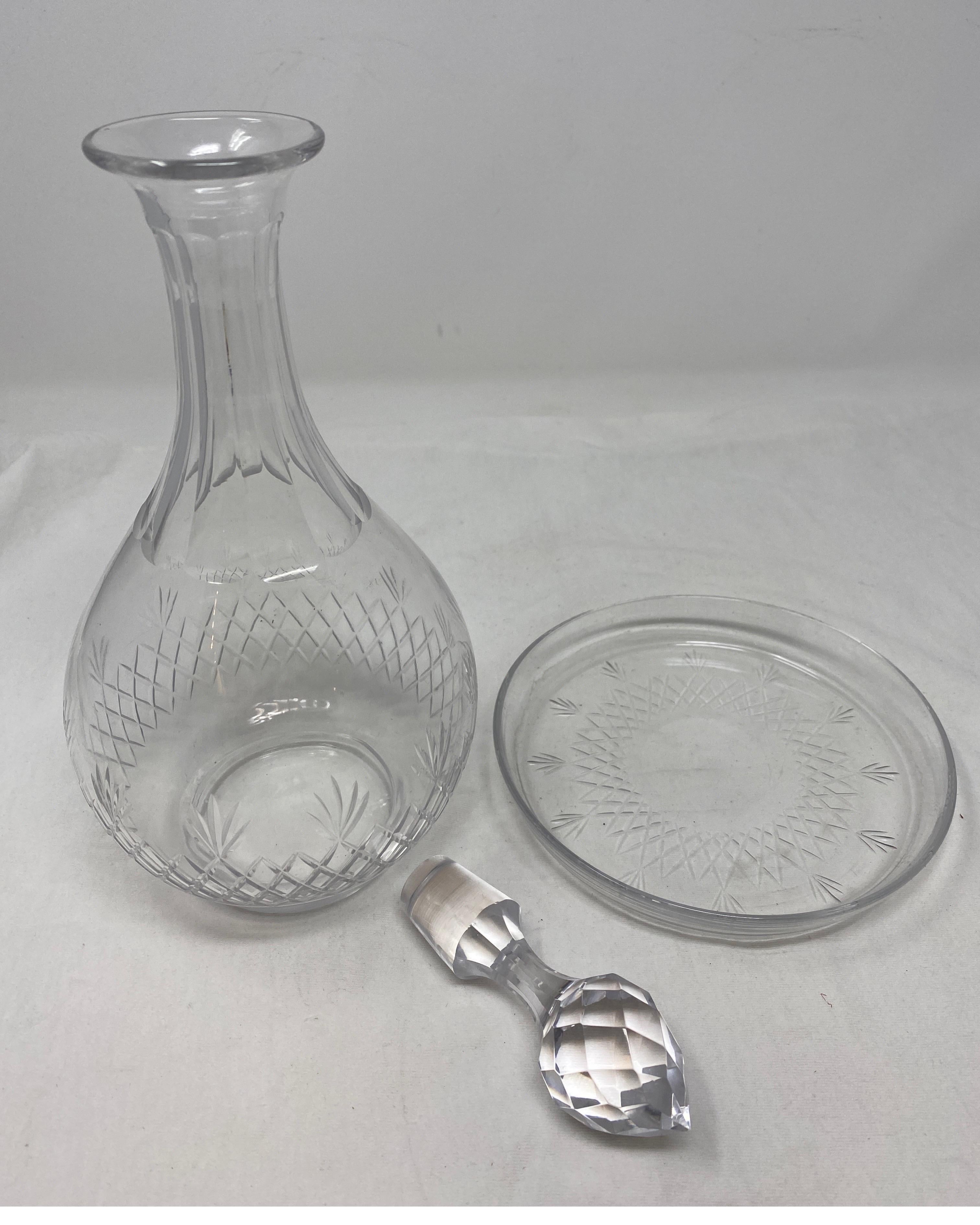 Antique Baccarat Carafe with Coaster In Good Condition In Houston, TX