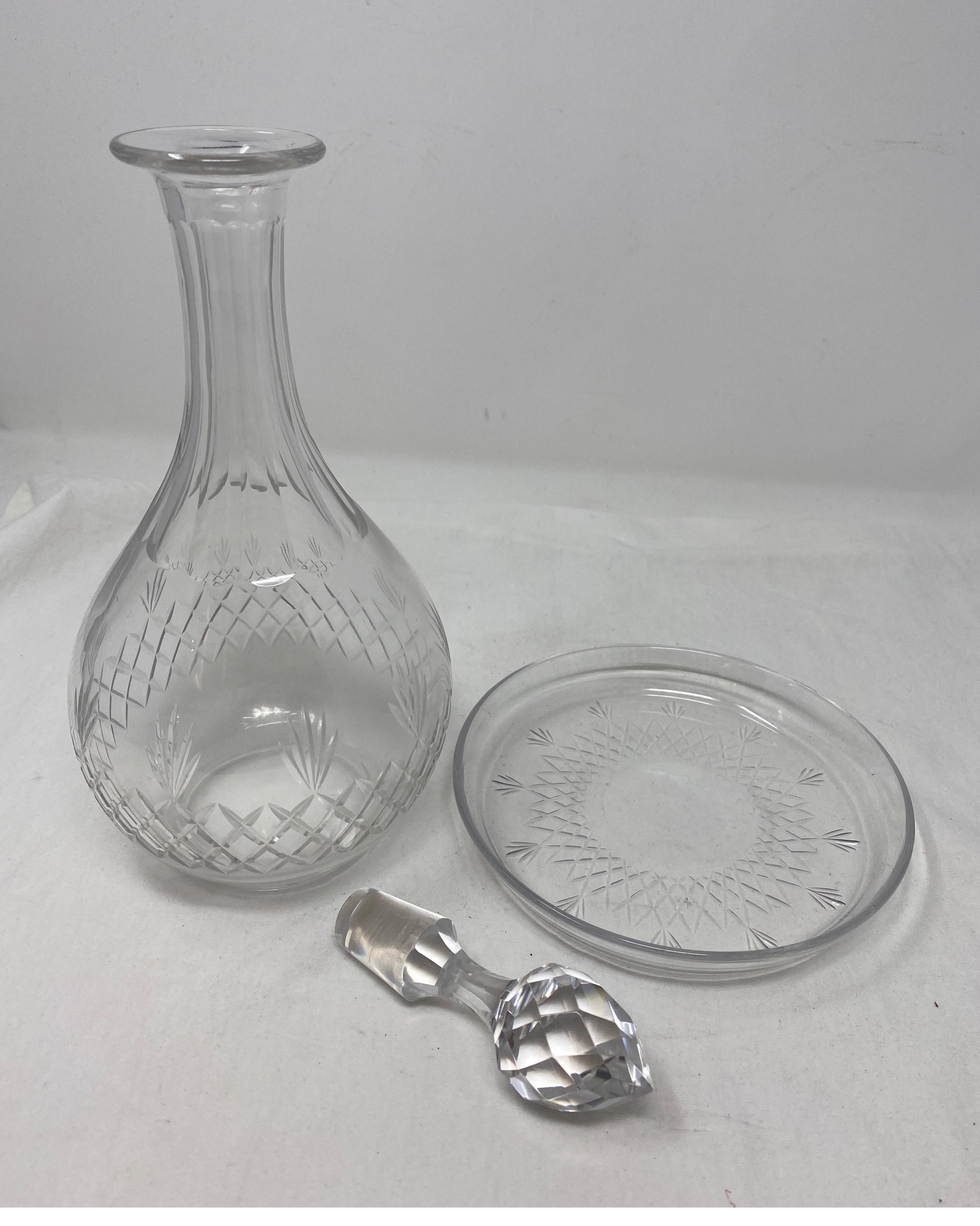 19th Century Antique Baccarat Carafe with Coaster For Sale