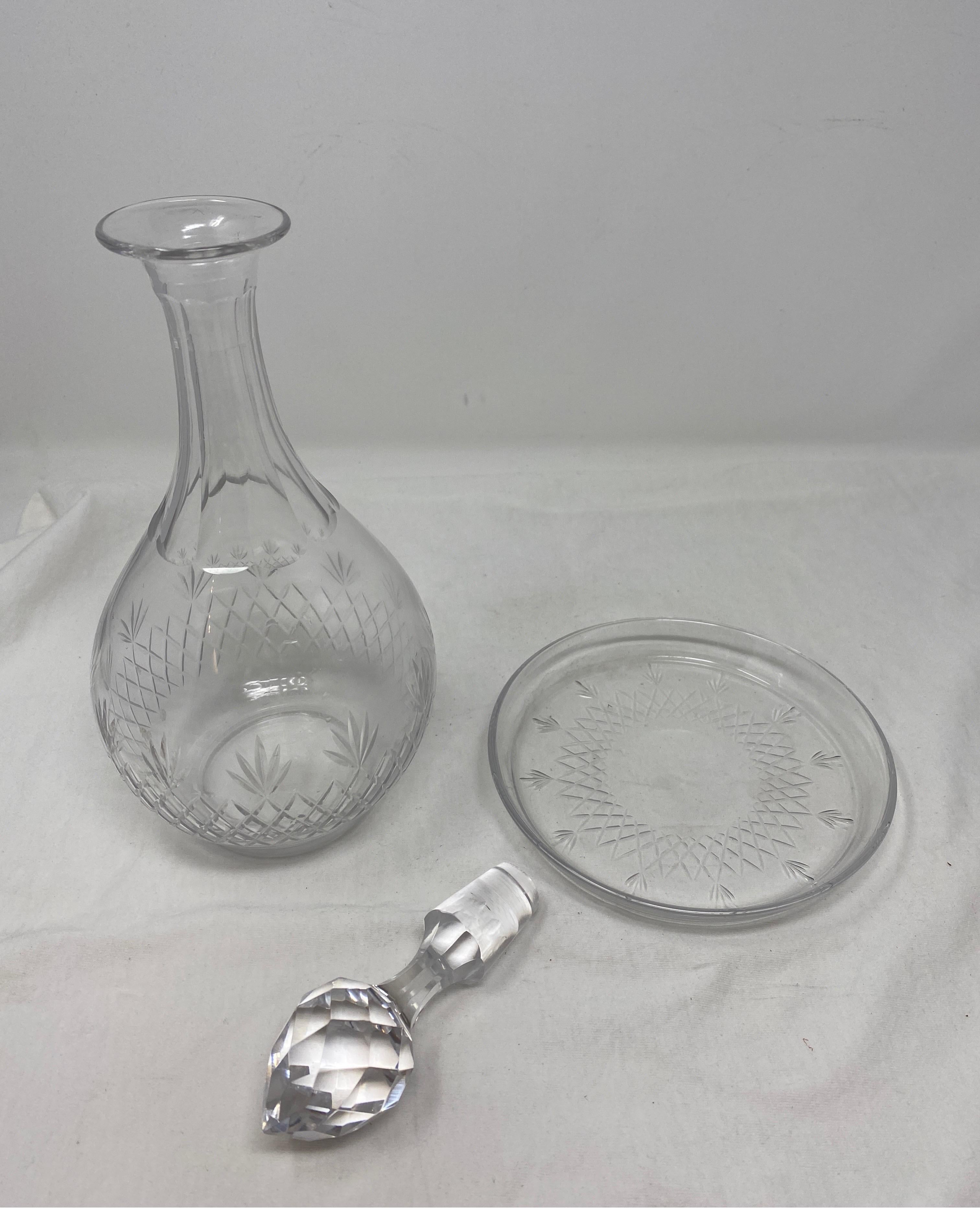 Crystal Antique Baccarat Carafe with Coaster For Sale