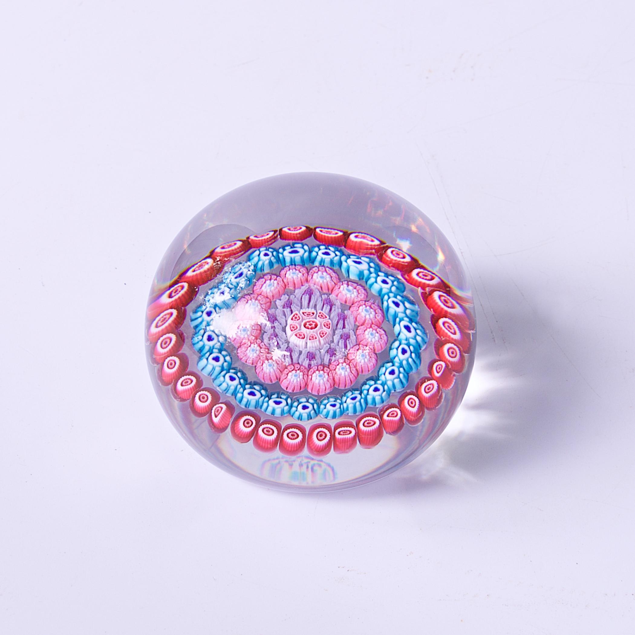 Mid-Century Modern Antique Baccarat Concentric Millefiori Signed Glass Paperweight For Sale