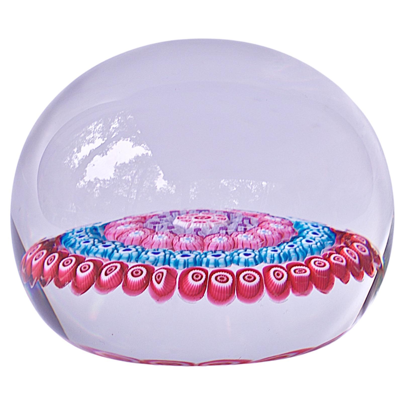 Antique Baccarat Concentric Millefiori Signed Glass Paperweight For Sale