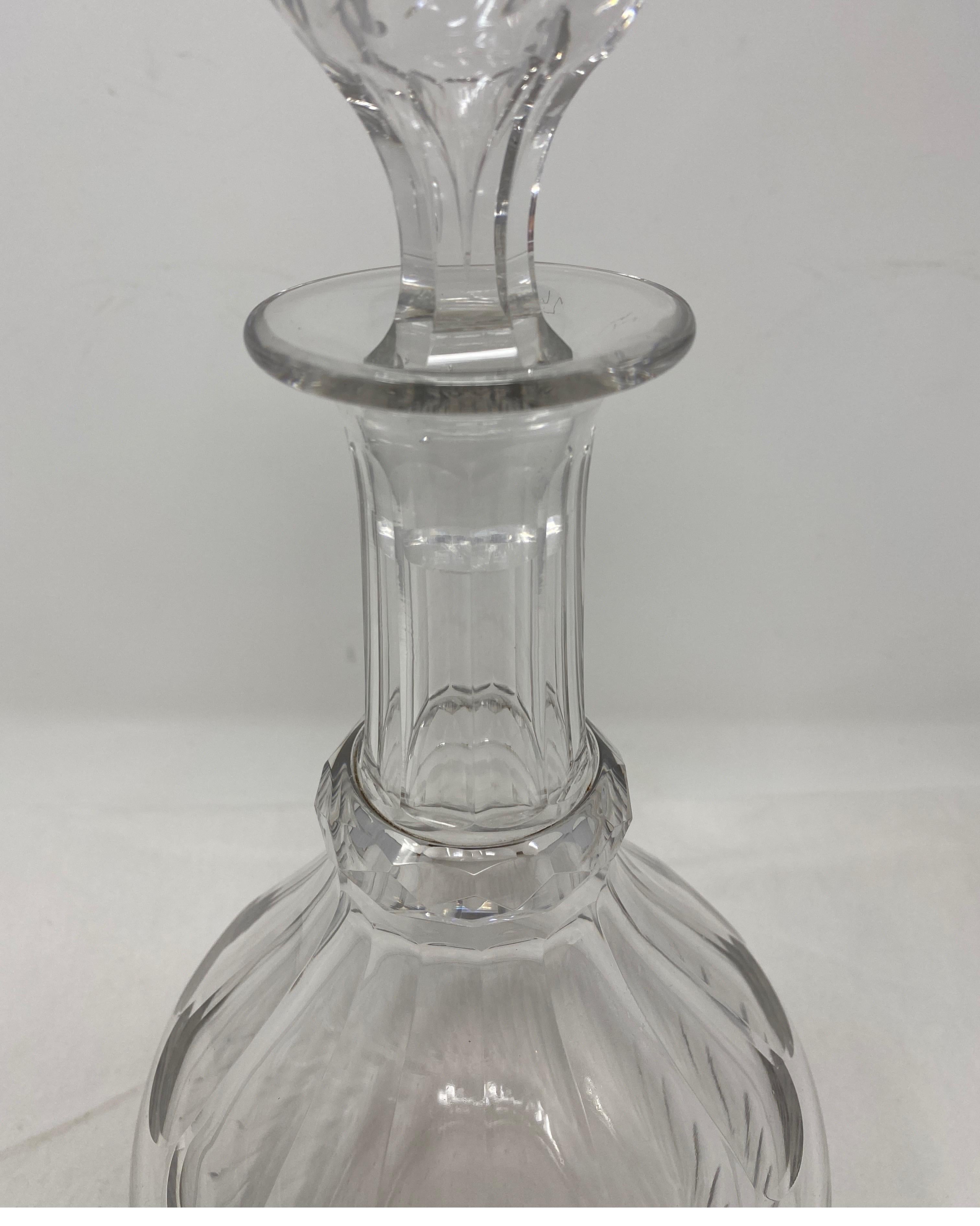 French Antique Baccarat Crystal Decanter with Stopper For Sale