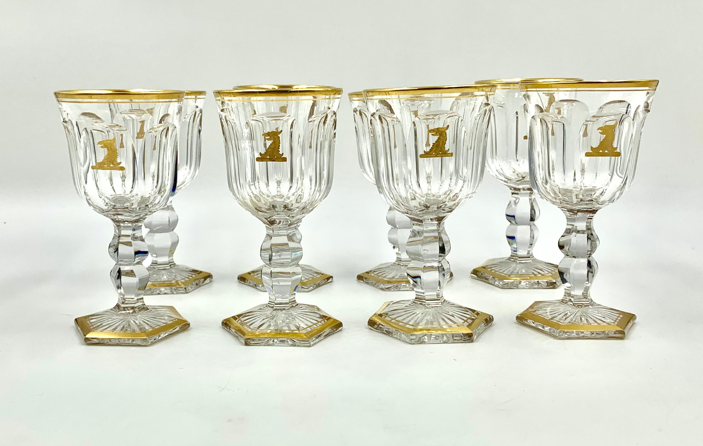 Antique Baccarat Crystal Empire Armorial Crest 34 Piece Stemware Service for 8 For Sale 8