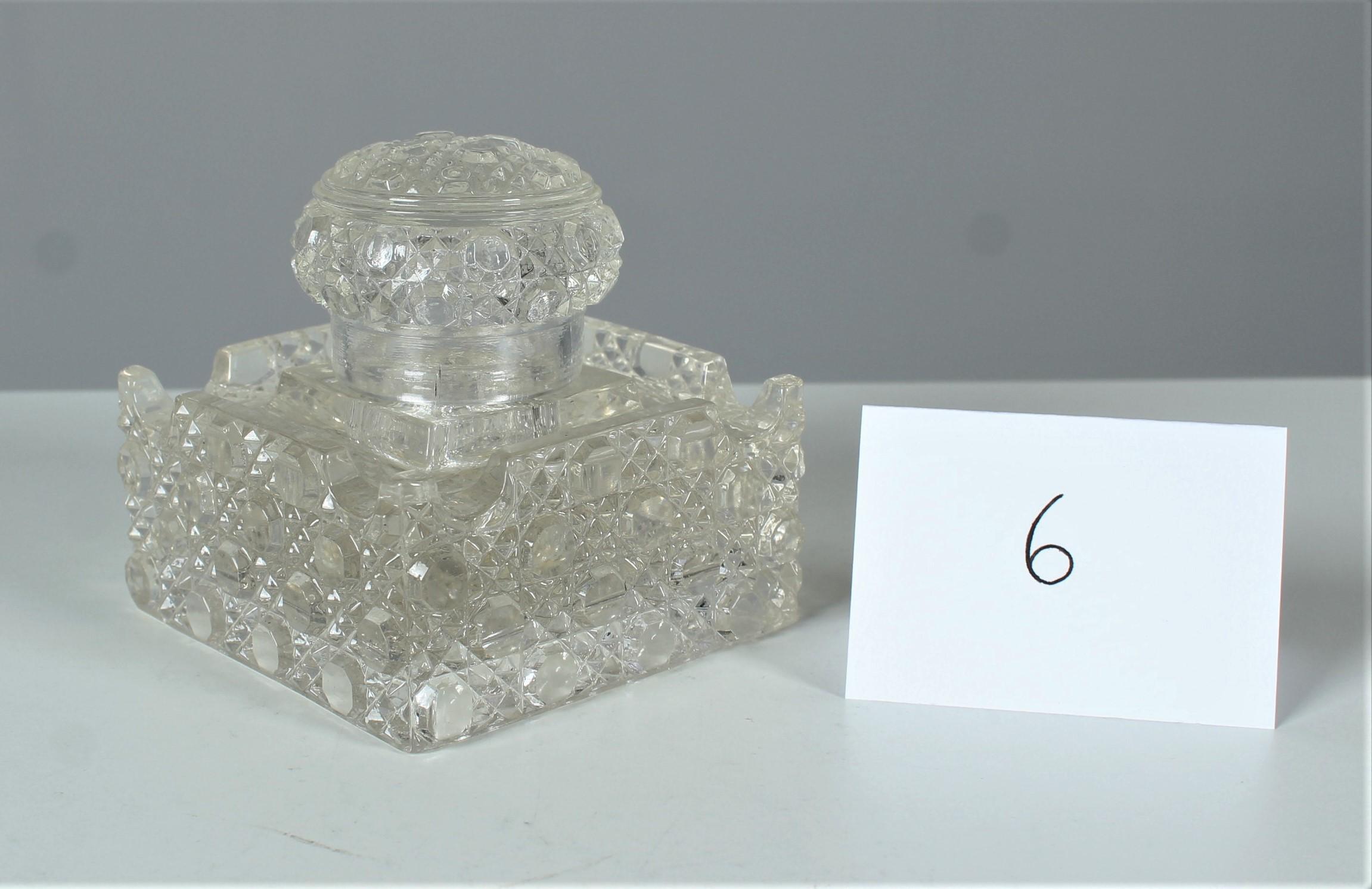 French Antique Baccarat Crystal Glass Inkstand, Pen Holder, Desk Utensil, circa 1880 For Sale